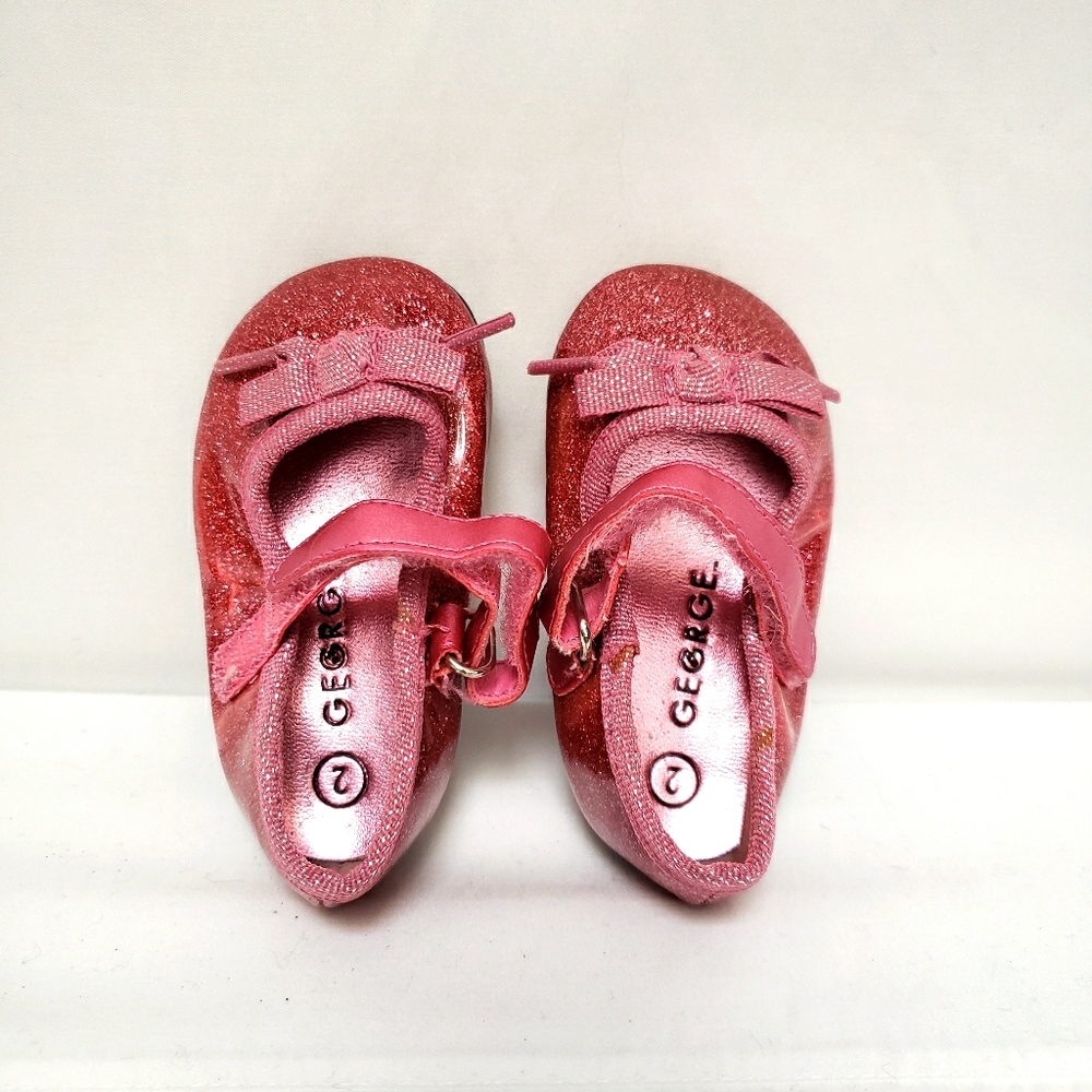 Sparkly Pink Toddler Mary Janes Shoes by George